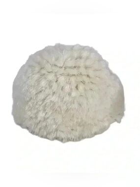 VINTAGE HAT HANSEN FAUX FUR WHITE WINTER MADE IN THE USA ADJUSTABLE CAP